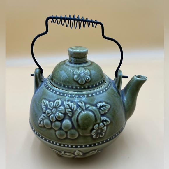 Vintage Kitchen Vintage Tilso Japan Olive Green Teapot Mcm Earth